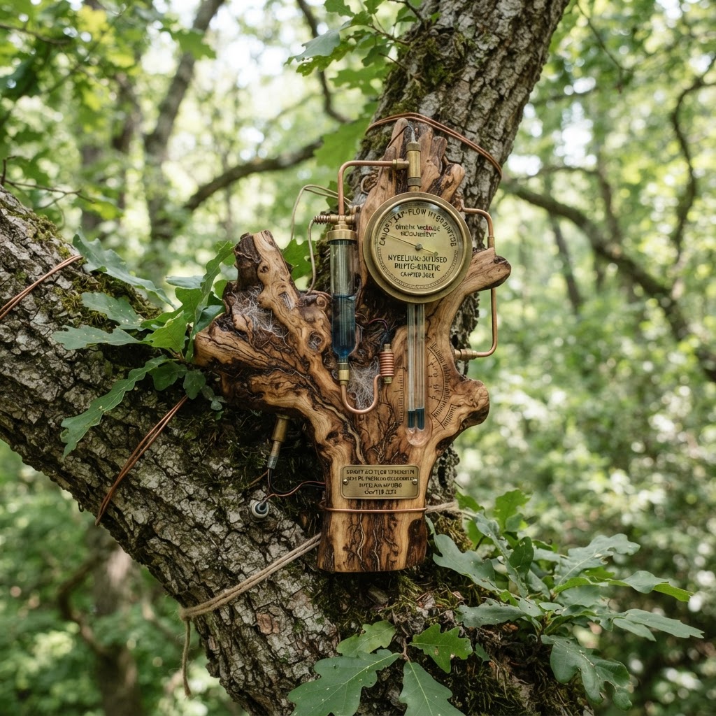 Bespoke Treetop Dendritic Mycelium-Infused Phyto-Kinetic Canopy Sap-Flow Humidity Hygrometer