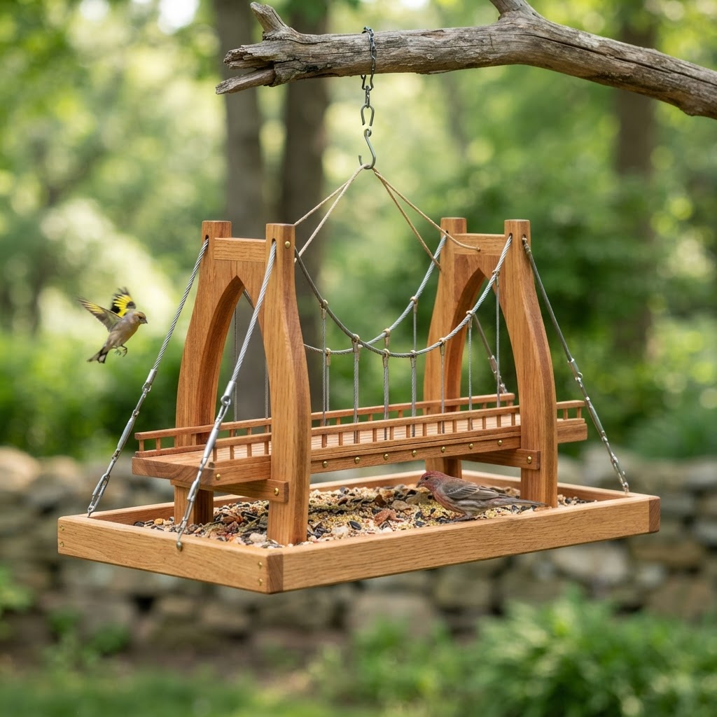Catenary Arch Suspension Bridge Bird Feeder