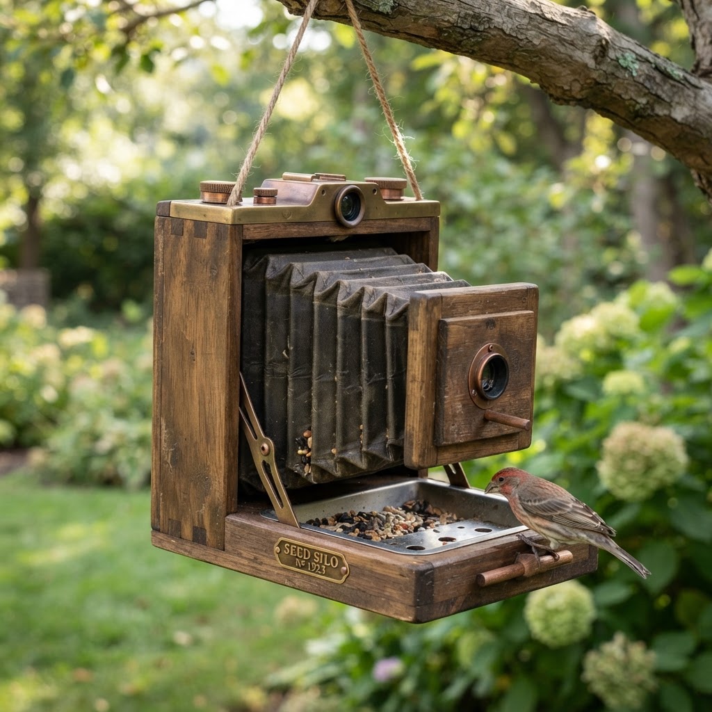 Vintage Accordion Camera Bellows Seed Silo