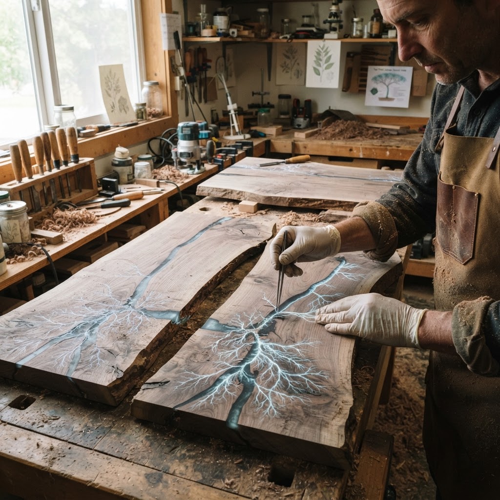Bespoke Treetop Dendritic Mycelium-Infused Phyto-Syntropic Sap-Flow Canopy Aurora-Vane Writing Console — step 1