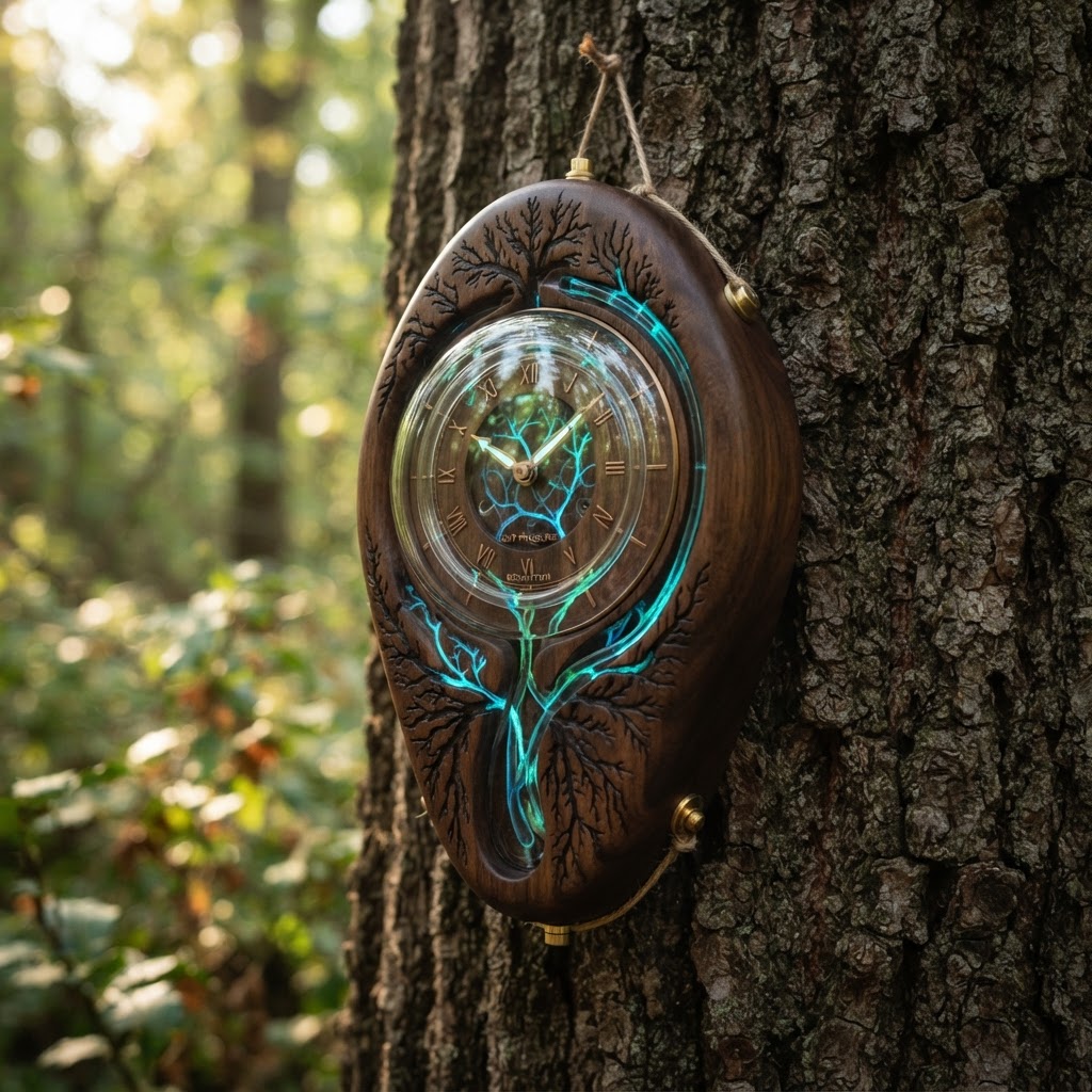 Bespoke Treetop Dendritic Mycelium-Infused Phyto-Glow Sap-Flow Chronometer