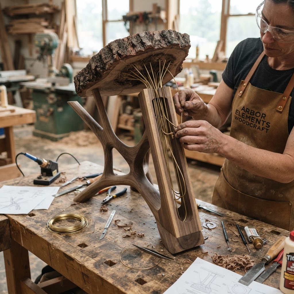 Bespoke Treetop Dendritic Mycelium-Infused Phyto-Tectonic Sap-Flow Canopy Zephyr-Mapping Meditation Stool — step 2