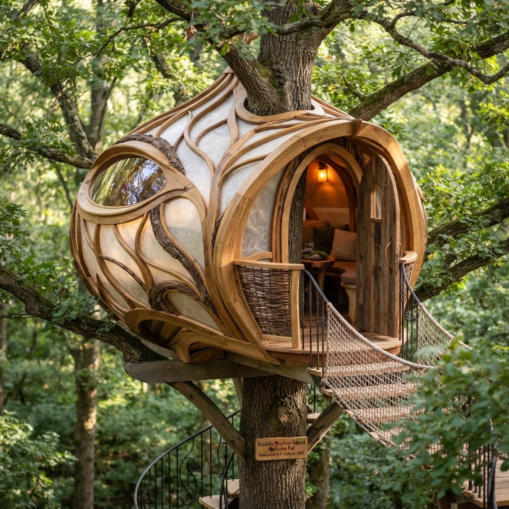 Bespoke Treetop Dendritic Mycelium-Infused Phyto-Ionic Sap-Thermal Meditation Pod