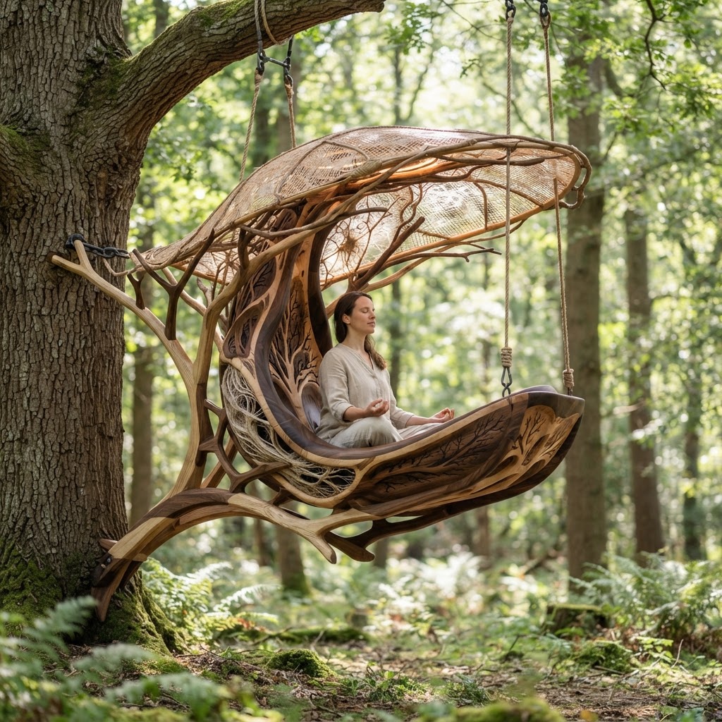 Bespoke Treetop Dendritic Mycelium-Infused Phyto-Fluctuant Sap-Flow Canopy Nebula-Drafting Meditation Plinth