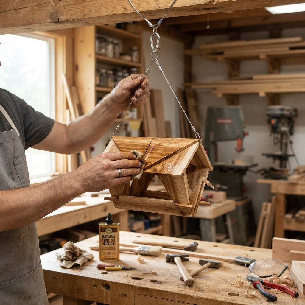 Floating Origami Paper-Crane Cedar Feeder — step 4