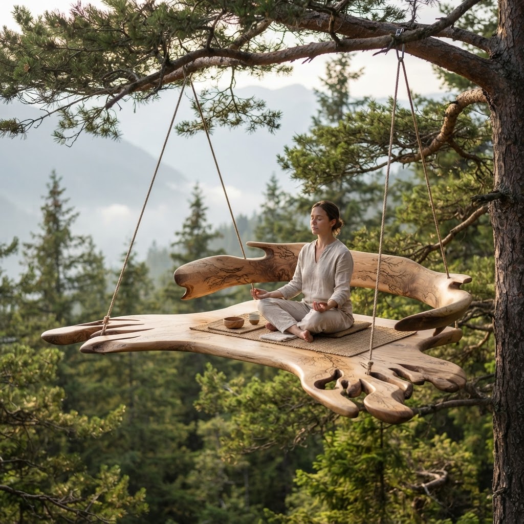 Bespoke Treetop Dendritic Mycelium-Infused Phyto-Reflexive Sap-Pulse Canopy Cloud-Ionizing Meditation Ledge