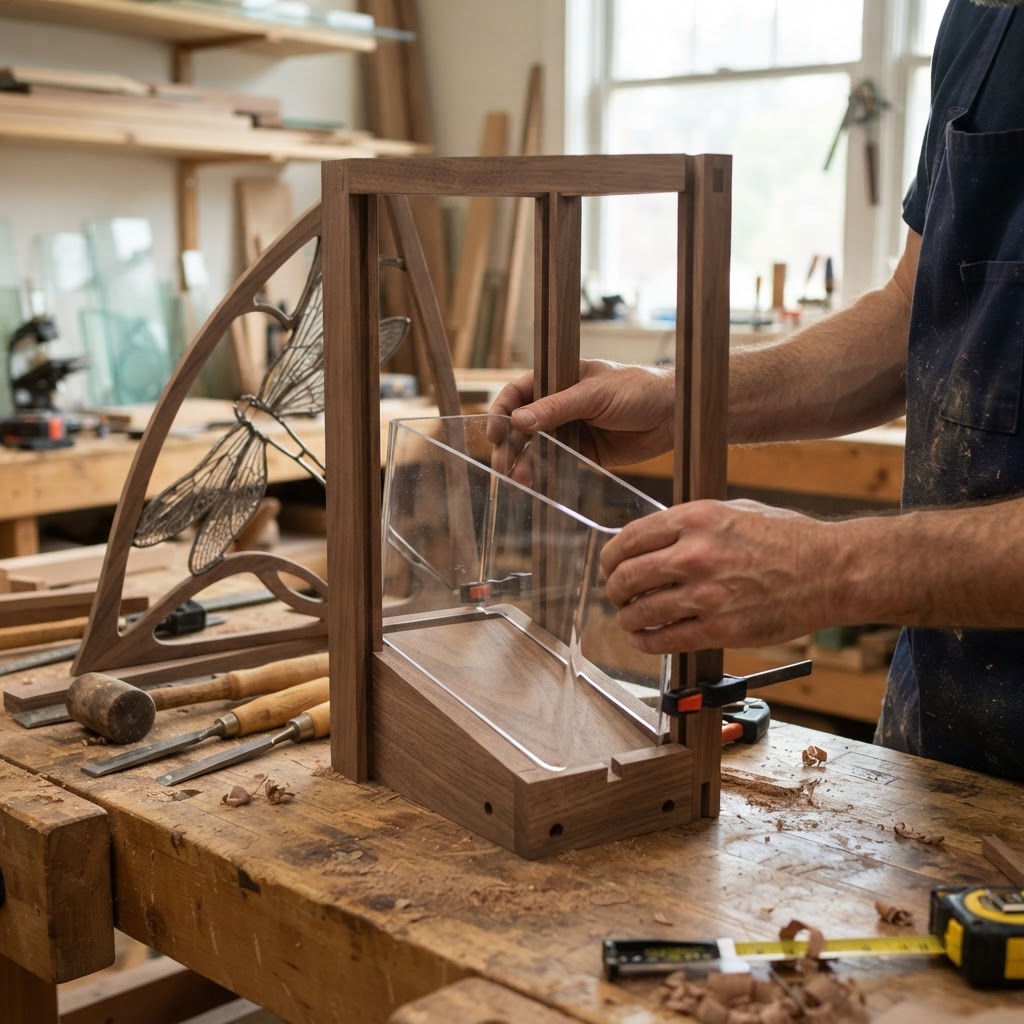 Art Nouveau Dragonfly Wing Stained Glass Seed Aviary — step 2
