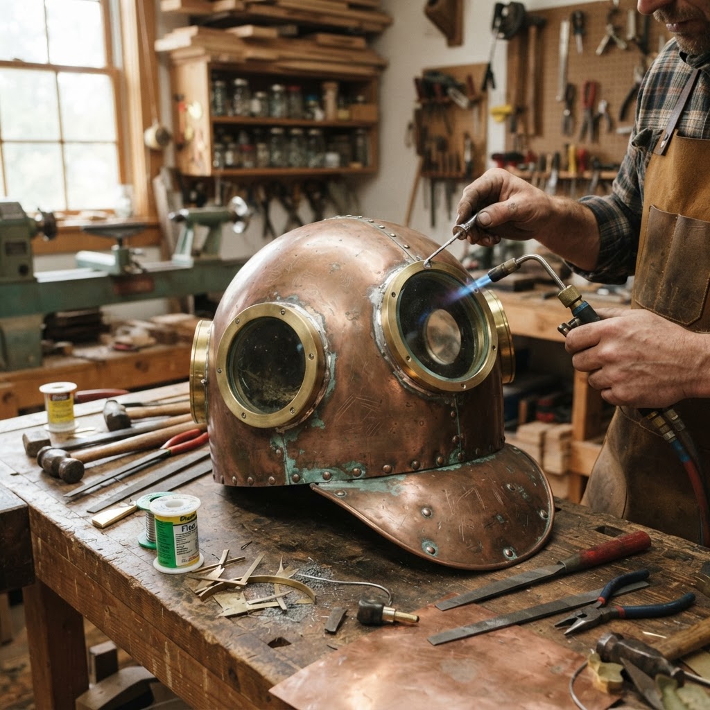 Vintage Patinated Copper Diving Bell Seed Chamber — step 2