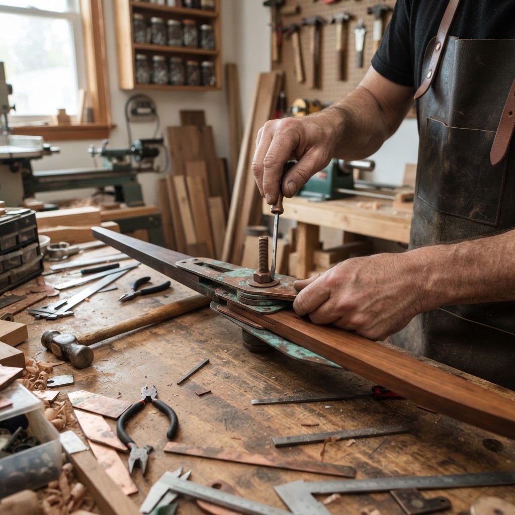 Vintage Patinated Copper Drafting Compass Seed Divider — step 2