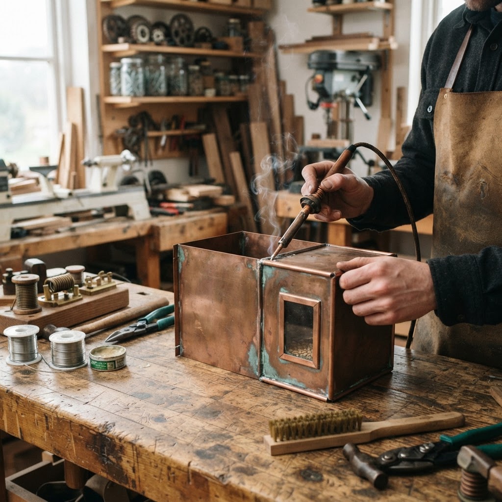 Vintage Patinated Copper Victorian Telegraphic Sounder Seed Relay — step 2