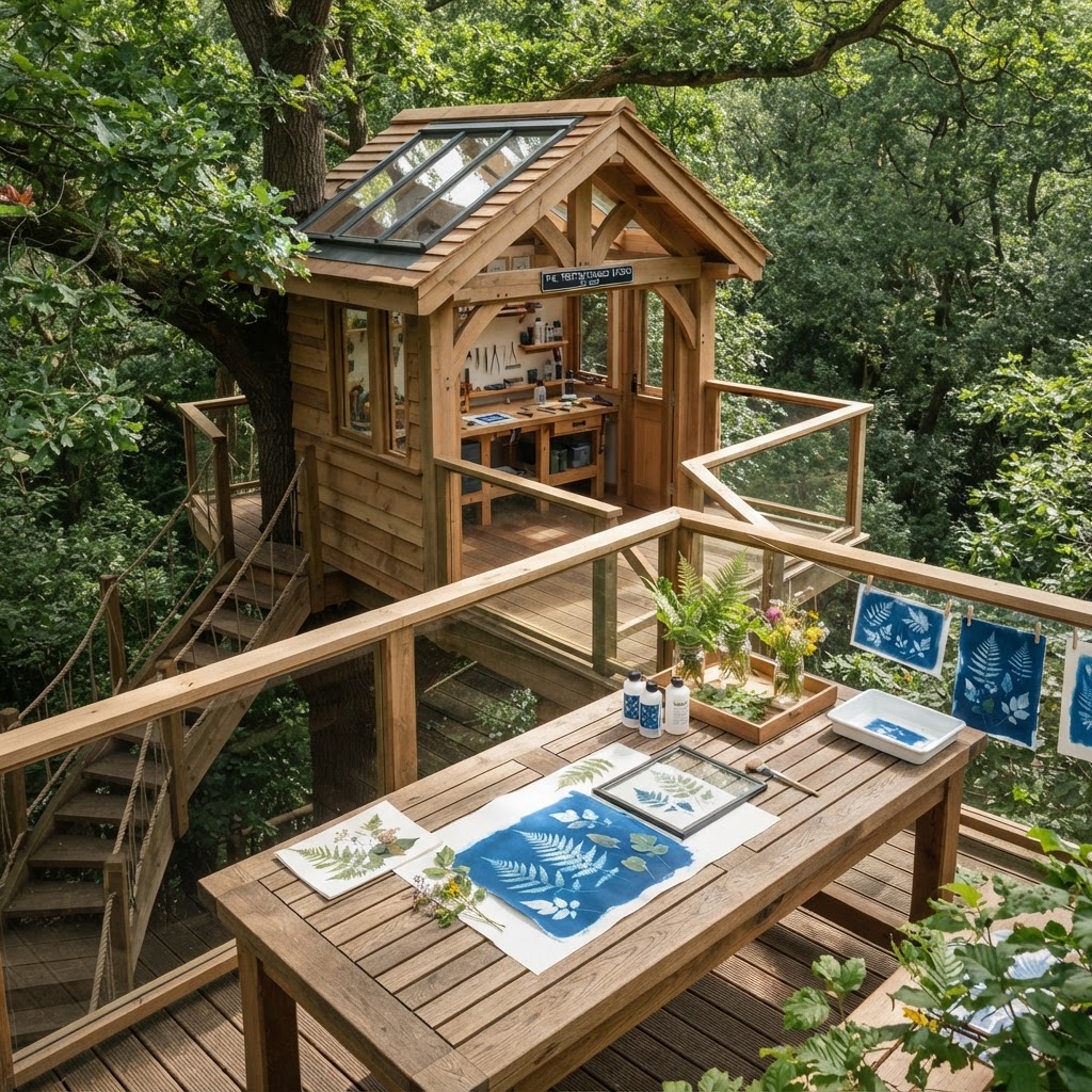 Bespoke Treetop Cyanotype Sunlight Exposure Studio