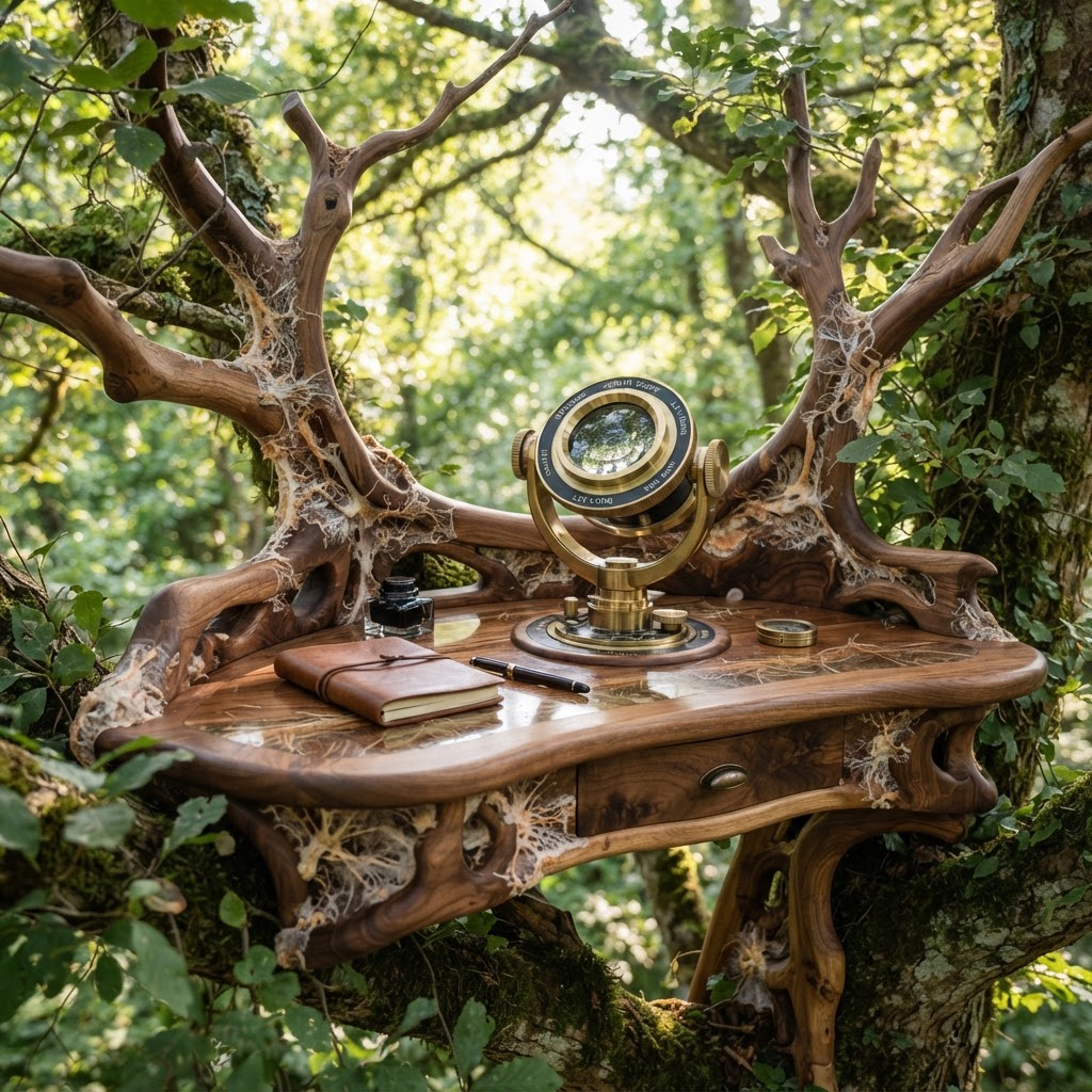 Bespoke Treetop Dendritic Mycelium-Infused Phyto-Ocular Sap-Flow Canopy Zenith-Tracing Writing Console