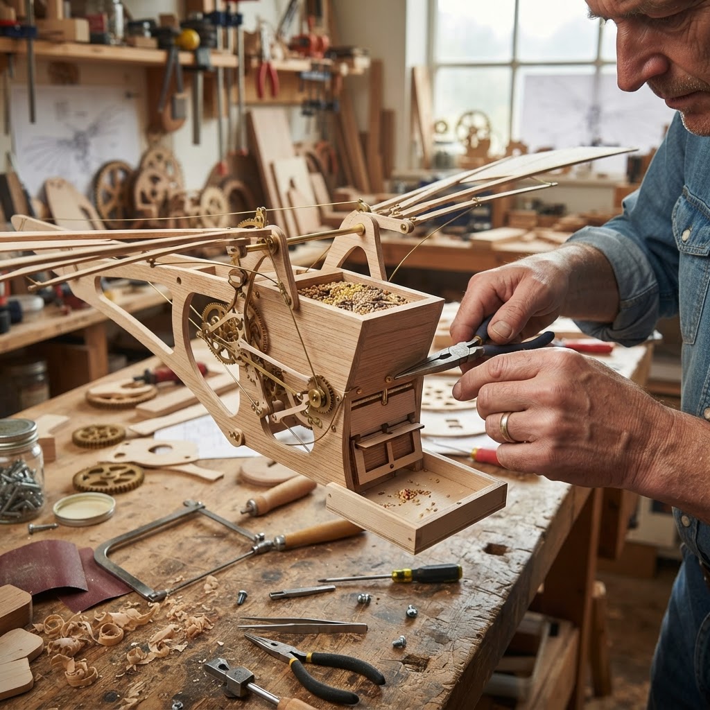 Clockwork Orinthopter Wing-Flapping Seed Dispenser — step 3