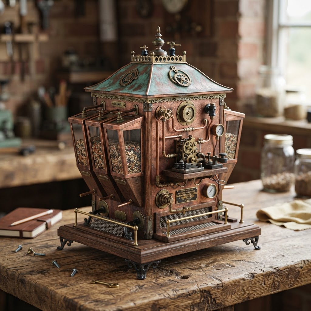 Vintage Patinated Copper Victorian Telegraphic Quadruplex Seed Multiplexer