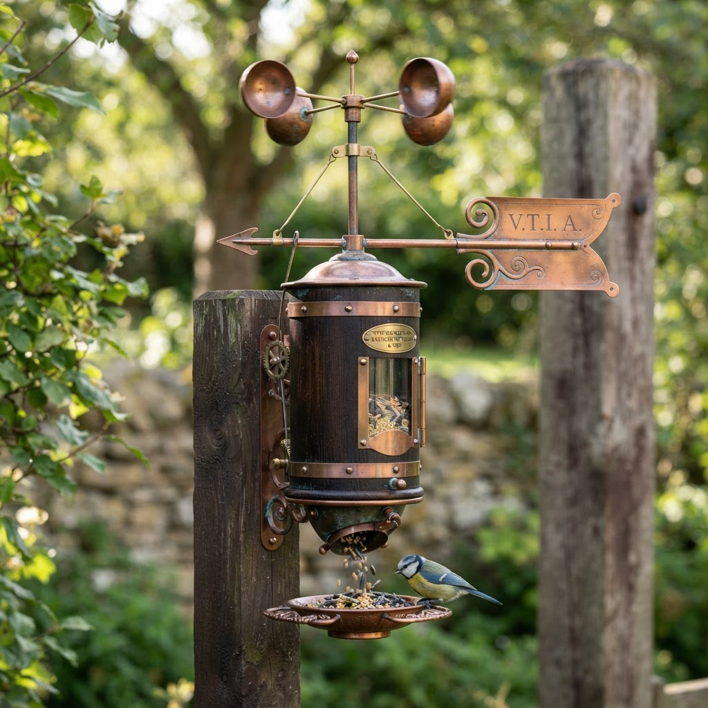 Vintage Patinated Copper Victorian Telegraphic Induction Anemometer Seed Vane