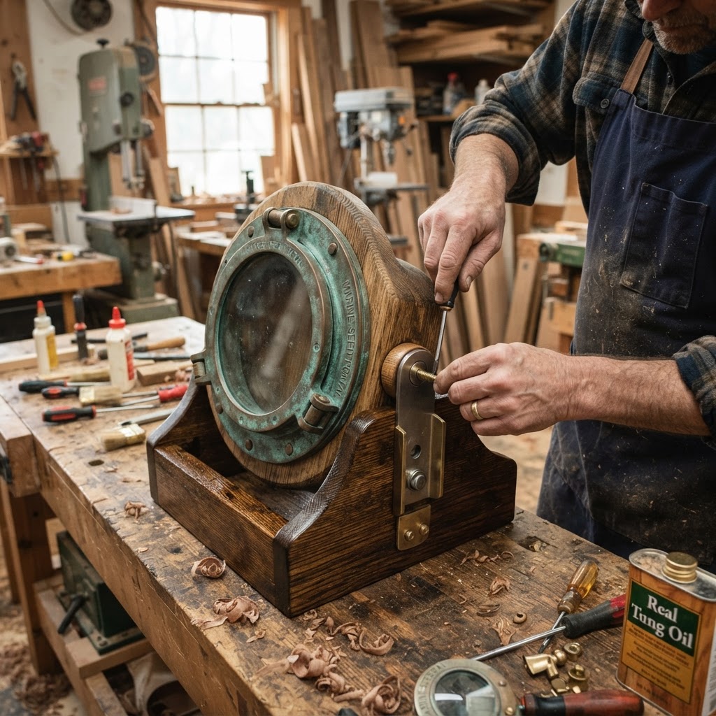 Vintage Patinated Copper Maritime Portlight Seed Portal — step 4