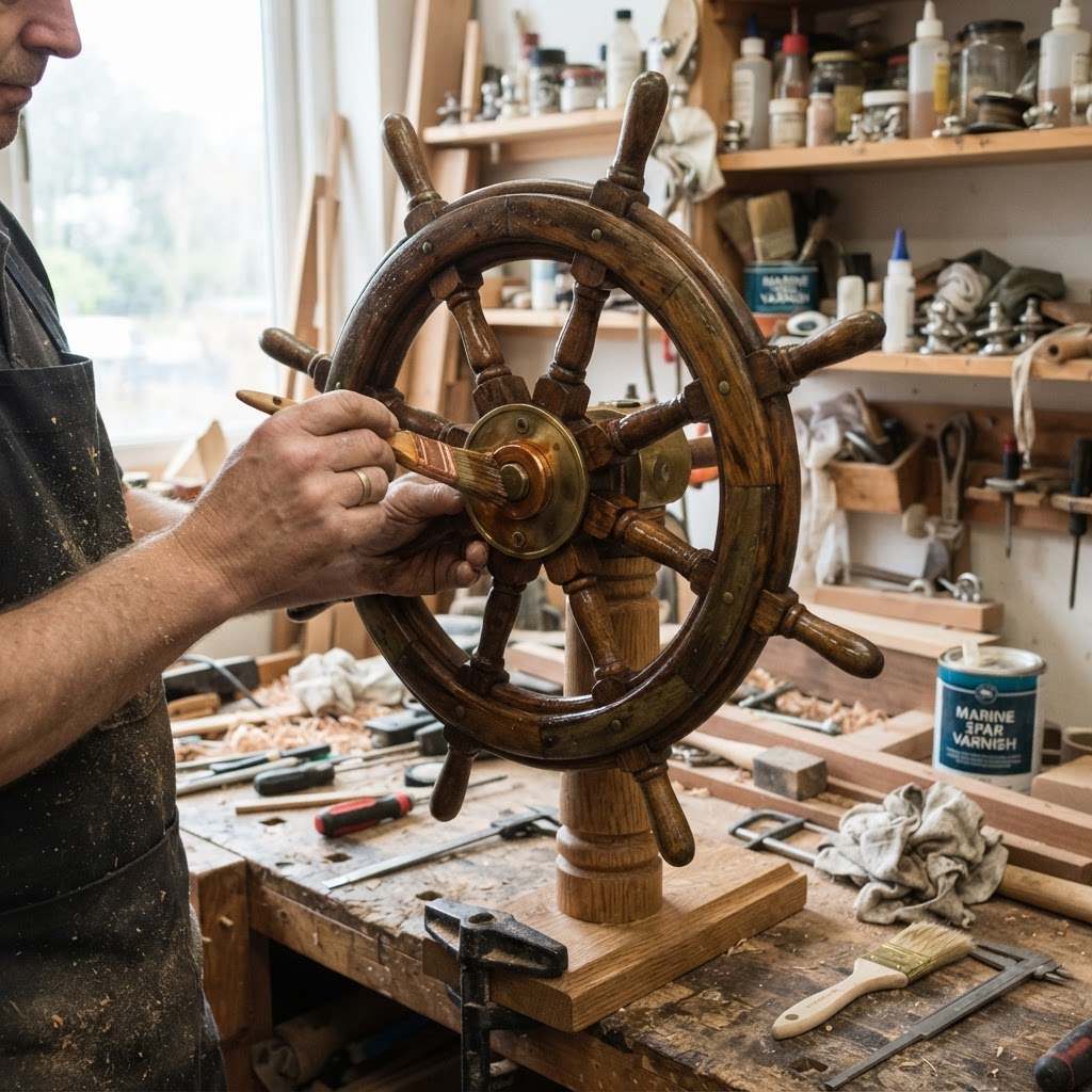 Vintage Patinated Copper Ship's Wheel Seed Spreader — step 4