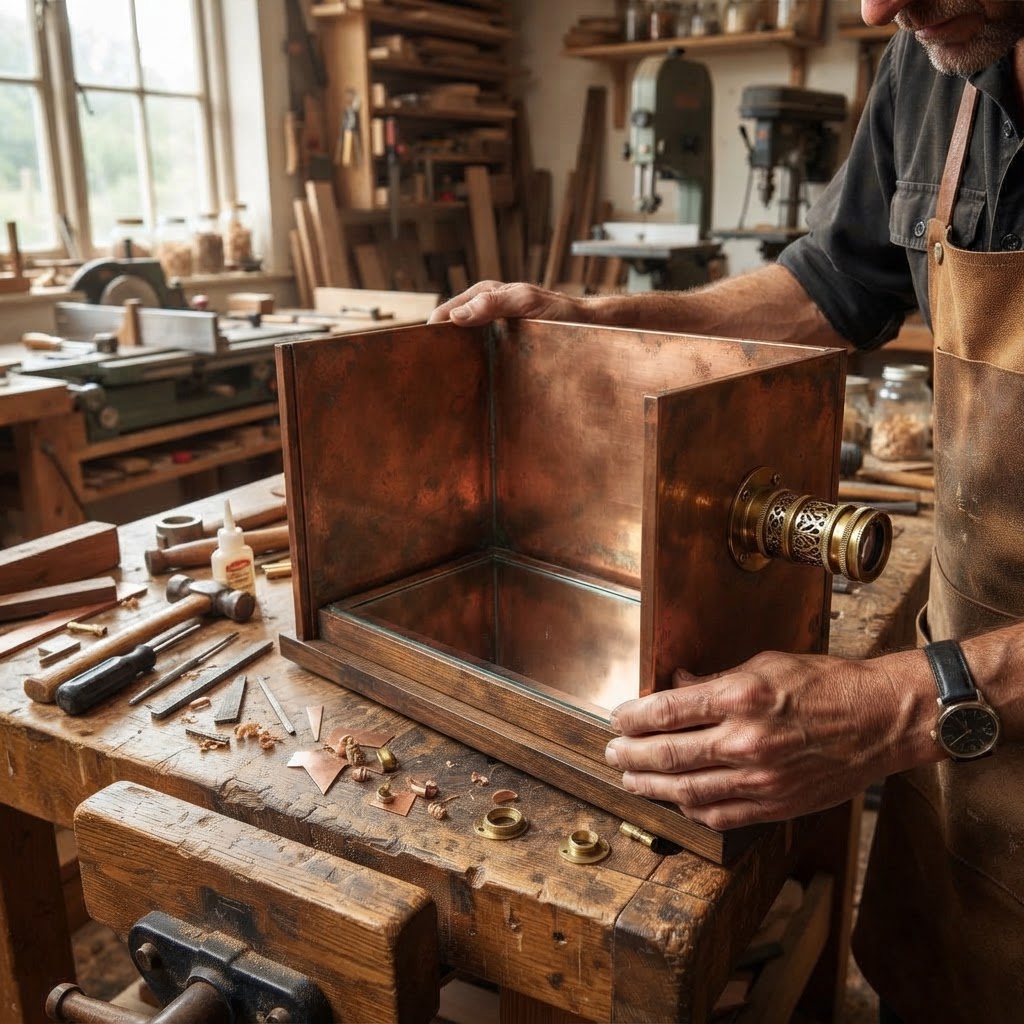 Vintage Patinated Copper Victorian Camera Obscura Seed Reflector — step 4