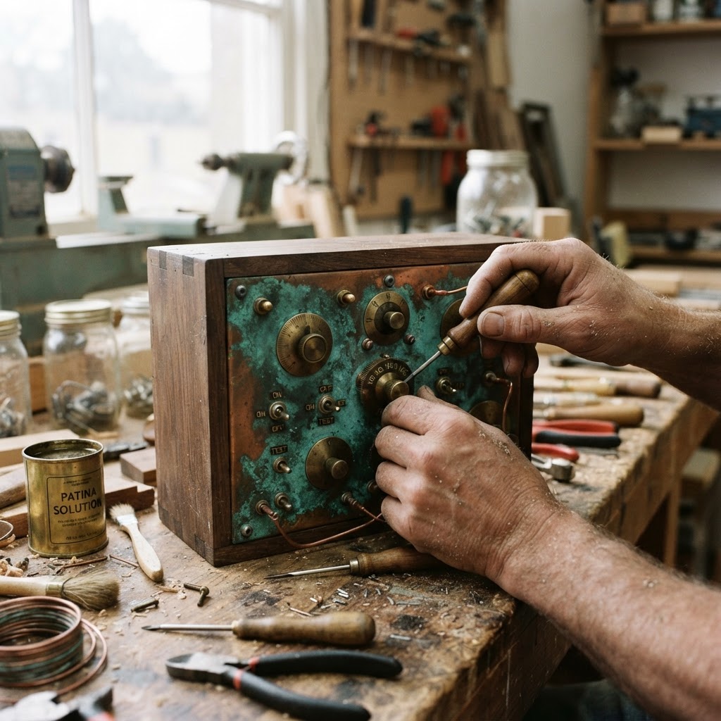 Vintage Patinated Copper Victorian Telegraphic Wheatstone Bridge Seed Resistor — step 3