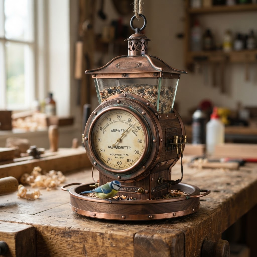 Vintage Patinated Copper Victorian Galvanometer Seed Ampere-Meter