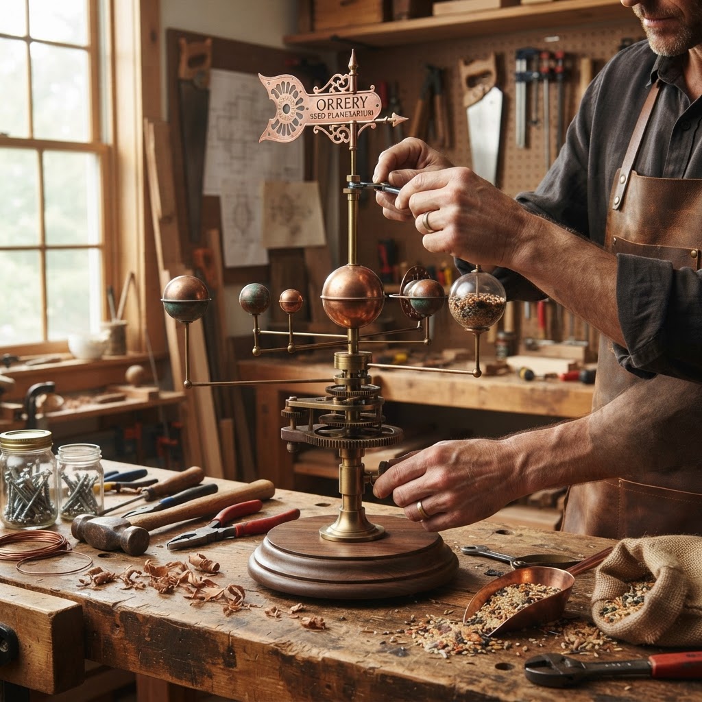 Vintage Patinated Copper Victorian Orrery Seed Planetarium — step 4