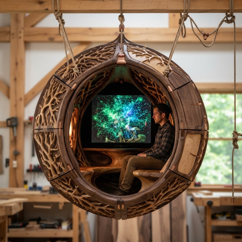 Bespoke Treetop Dendritic Mycelial Fungi Spore-Cloud Projection Nook