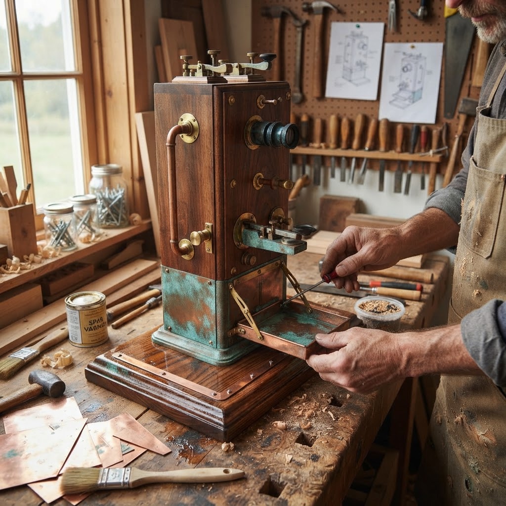 Vintage Patinated Copper Victorian Telegraphic Heliograph Seed Signaler — step 4