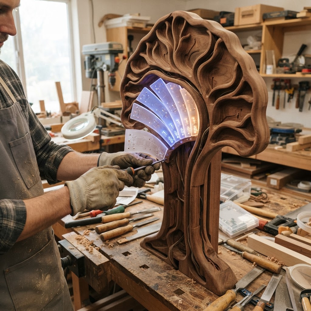 Bespoke Treetop Dendritic Mycelium-Infused Phyto-Tropic Bioluminescent Spore-Garden Alcove — step 3