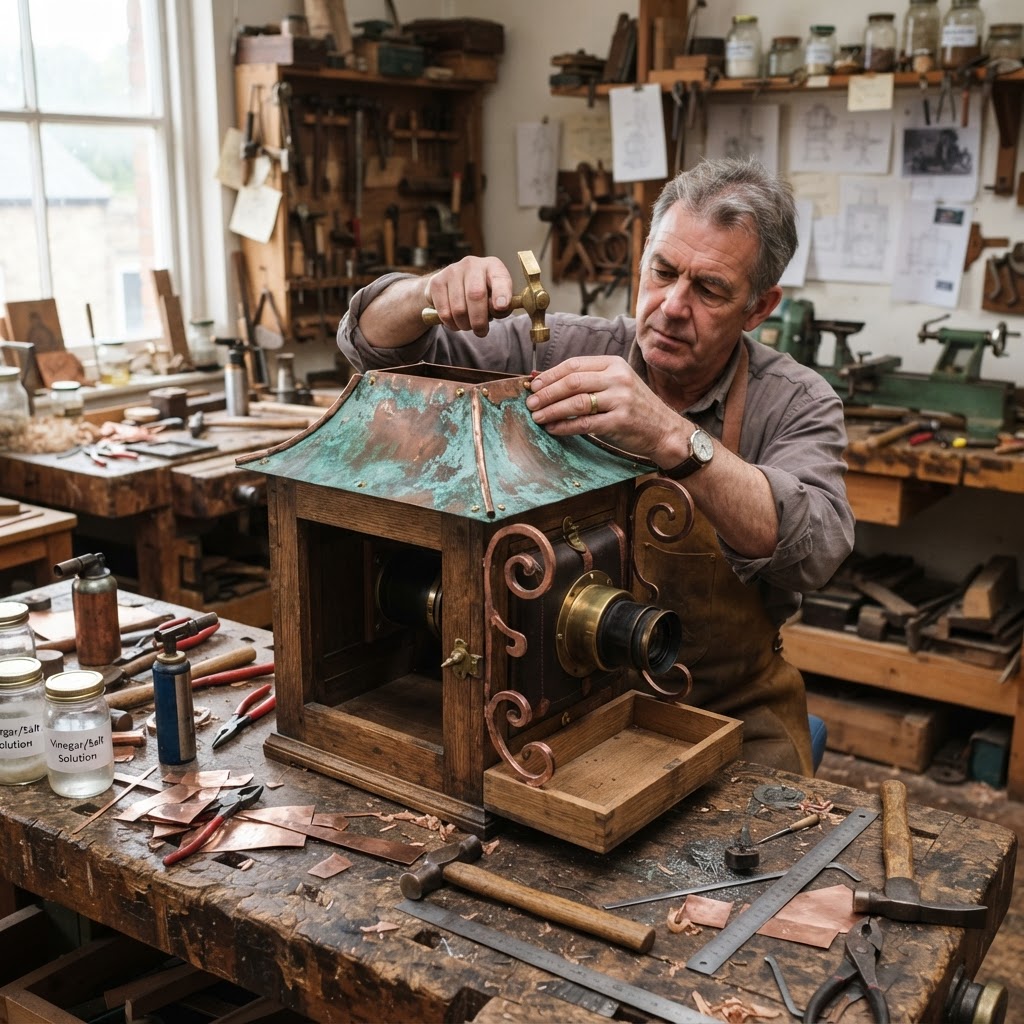 Vintage Patinated Copper Victorian Camera Obscura Seed Projector — step 2