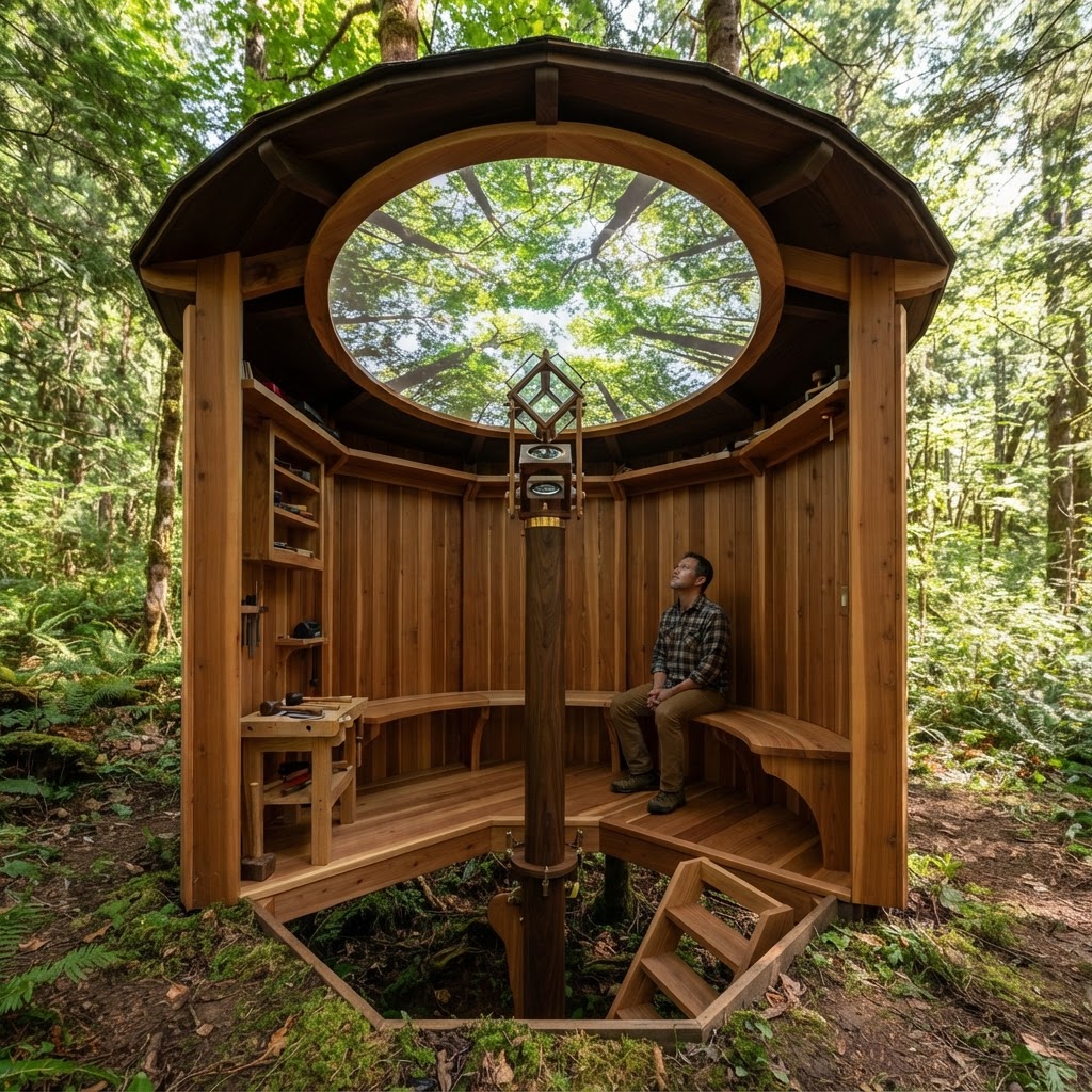 Subterranean-Reflective Treetop Periscope Observatory