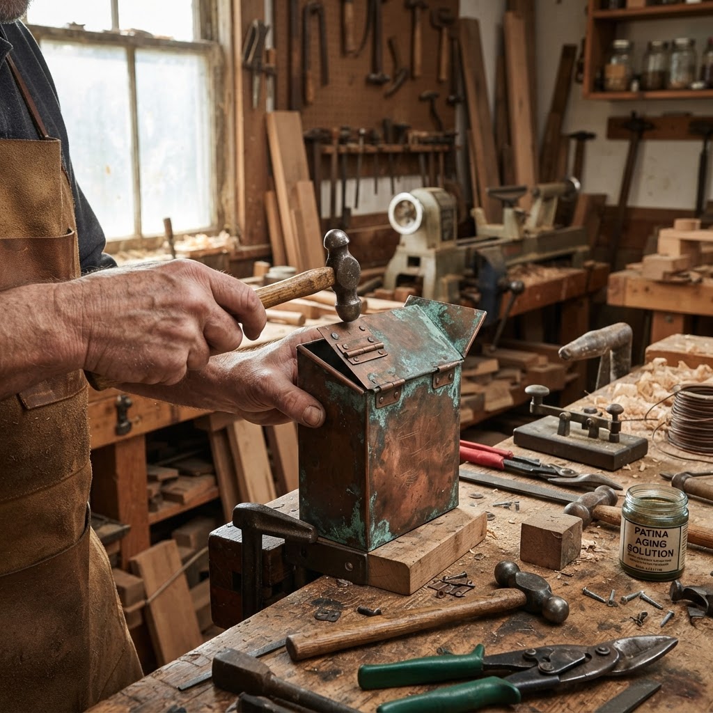 Vintage Patinated Copper Victorian Telegraphic Morse Code Seed Station — step 2