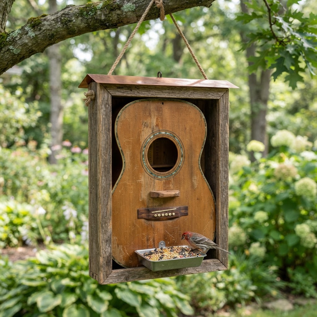 Acoustic Guitar Soundboard Bird Feeder