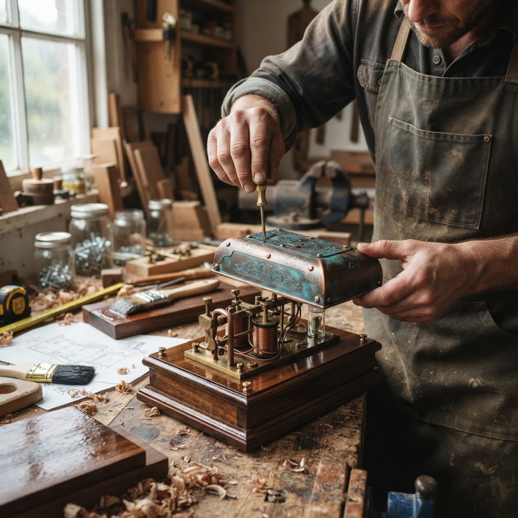 Vintage Patinated Copper Victorian Telegraphic Sounder Seed Telegraphist — step 4