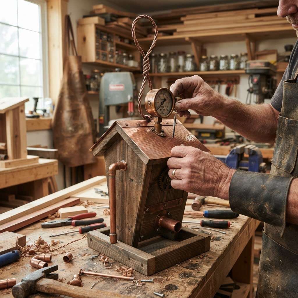 Steampunk Copper-Pipe Hopper Feeder — step 4