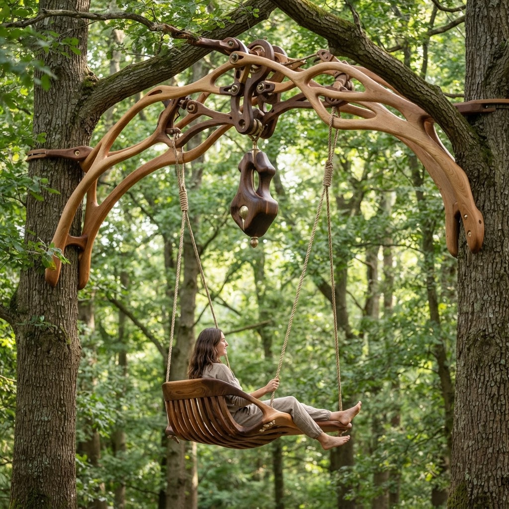 Bespoke Treetop Dendritic Phyto-Static Gravitational Pendulum Swing