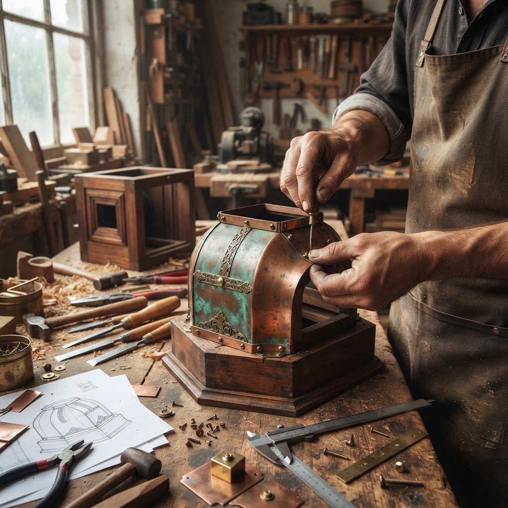 Vintage Patinated Copper Victorian Optical Camera Obscura Seed Reflector — step 2