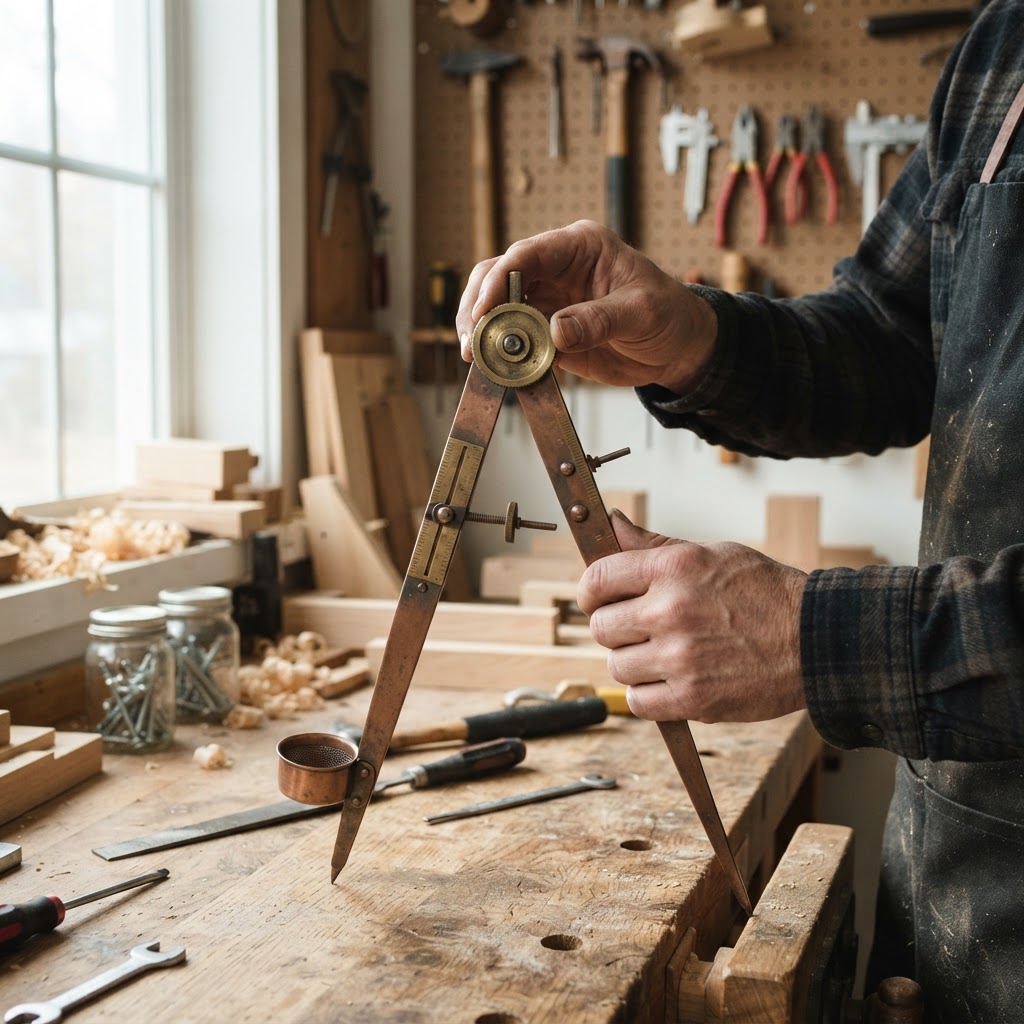 Vintage Patinated Copper Drafting Compass Seed Divider — step 4