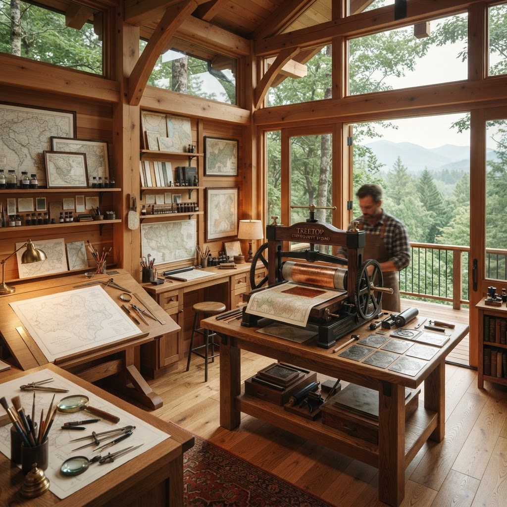 Bespoke Treetop Ink-Press Cartography Studio