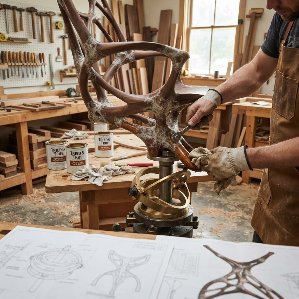 Bespoke Treetop Dendritic Mycelium-Infused Phyto-Diffractive Sap-Flow Canopy Heliotropic Observatory Chair — step 4