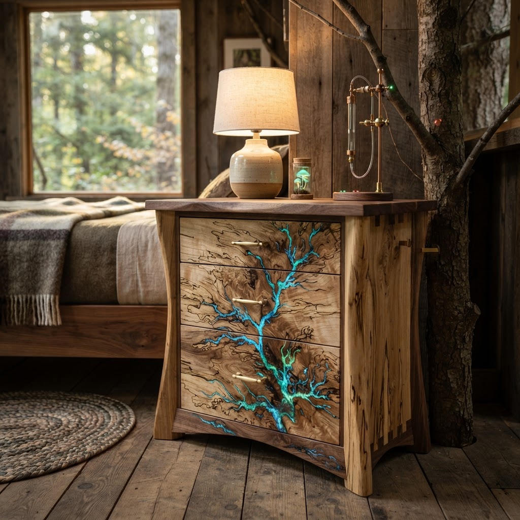 Bespoke Treetop Dendritic Mycelium-Infused Phyto-Ionic Sap-Flow Canopy Aurora-Vane Bedside Commode