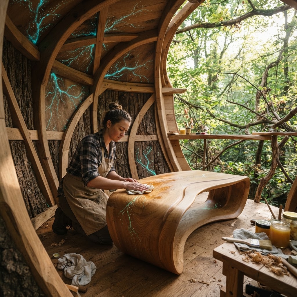 Bioluminescent Mycelium-Inlaid Treetop Tea-Alcove — step 4