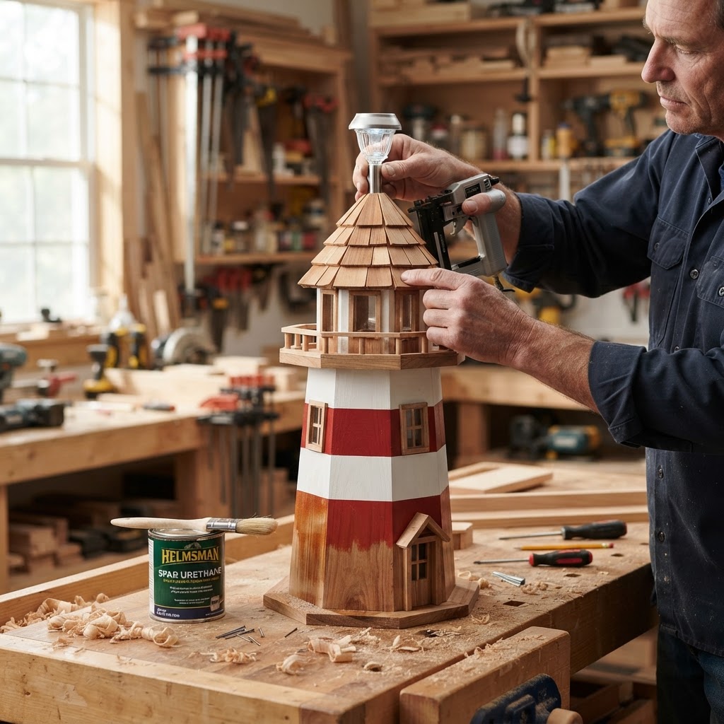 Maritime Lighthouse Solar-Beacon Bird Feeder — step 4