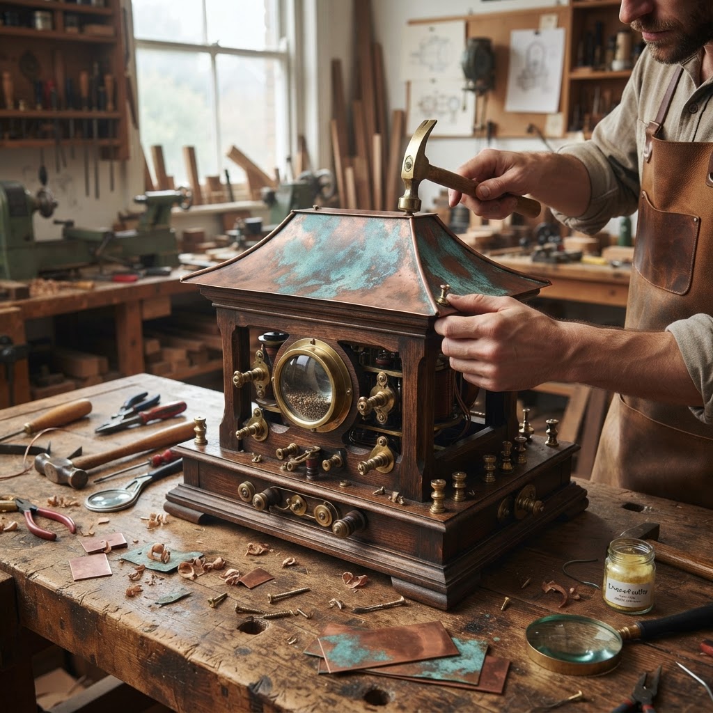 Vintage Patinated Copper Victorian Telegraphic Induction Astatic Galvanometer Seed Magnetometer — step 3