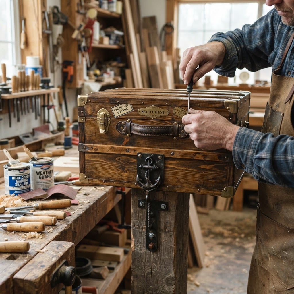 Vintage Transatlantic Steamer Trunk Seed Chest — step 4
