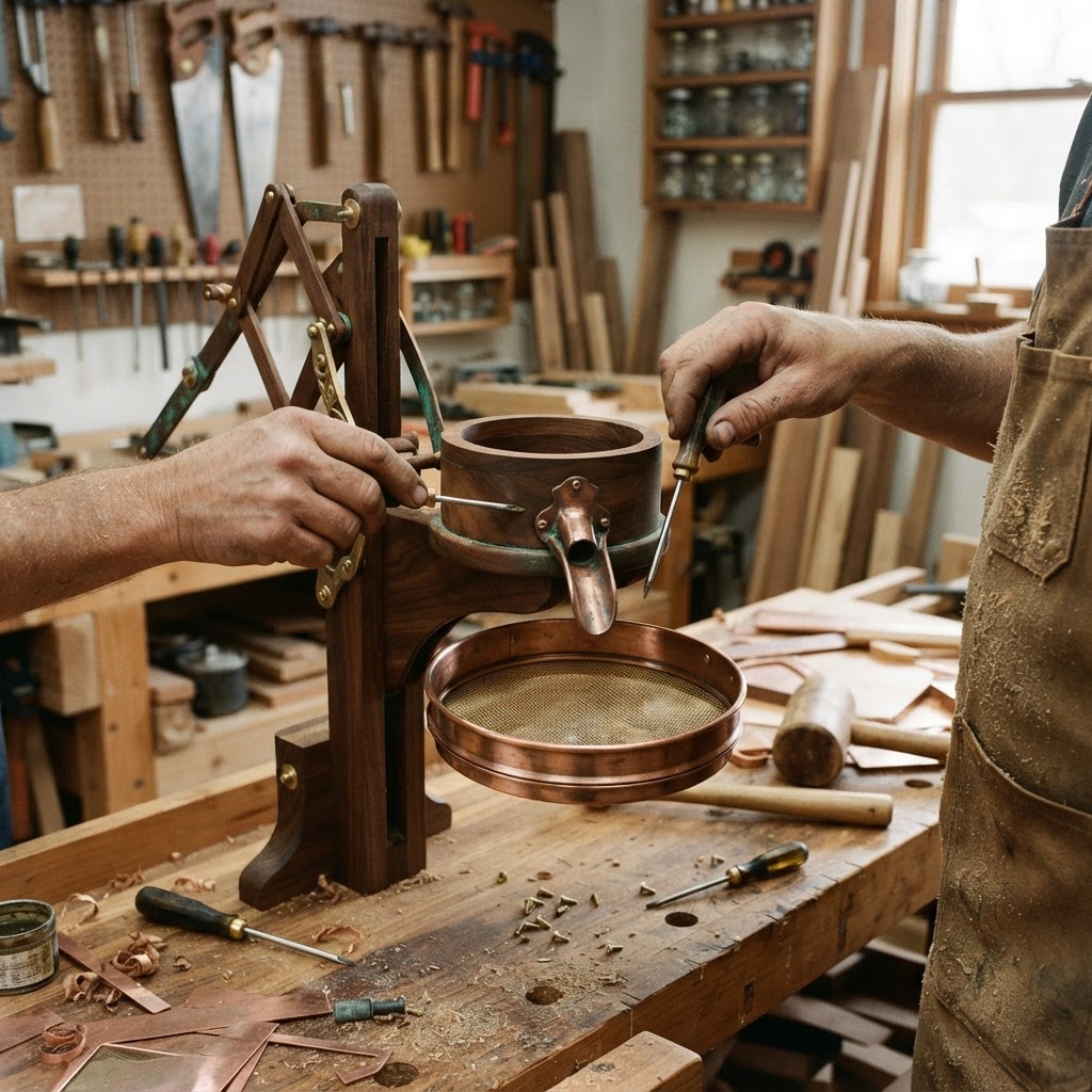 Vintage Patinated Copper Victorian Drafting Pantograph Seed Feeder — step 3