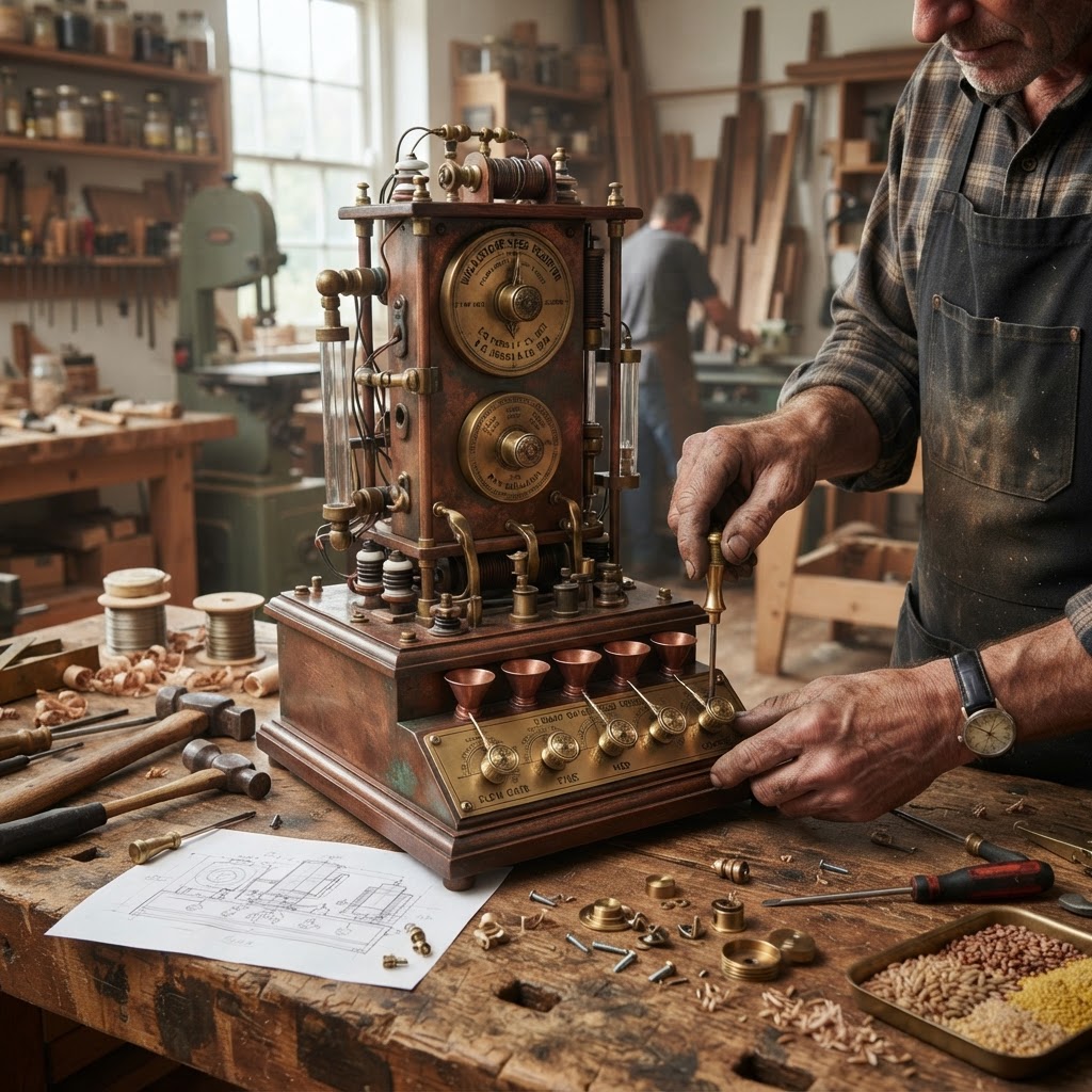 Vintage Patinated Copper Victorian Telegraphic Wheatstone Bridge Seed Resistor — step 3