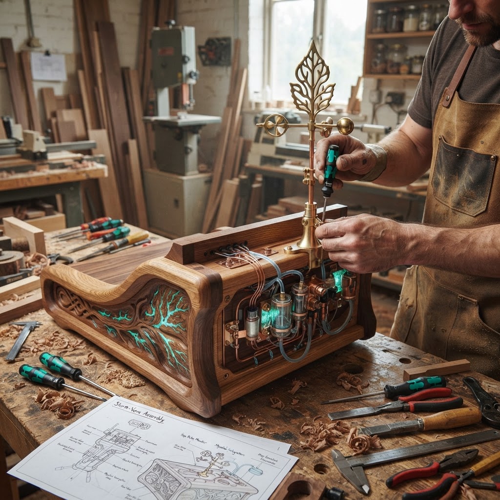 Bespoke Treetop Dendritic Mycelium-Infused Phyto-Electrolytic Sap-Flow Canopy Storm-Vane Writing Console — step 3