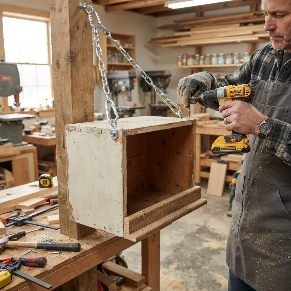 Upcycled Drawer Cabinetry Bird Diner — step 4