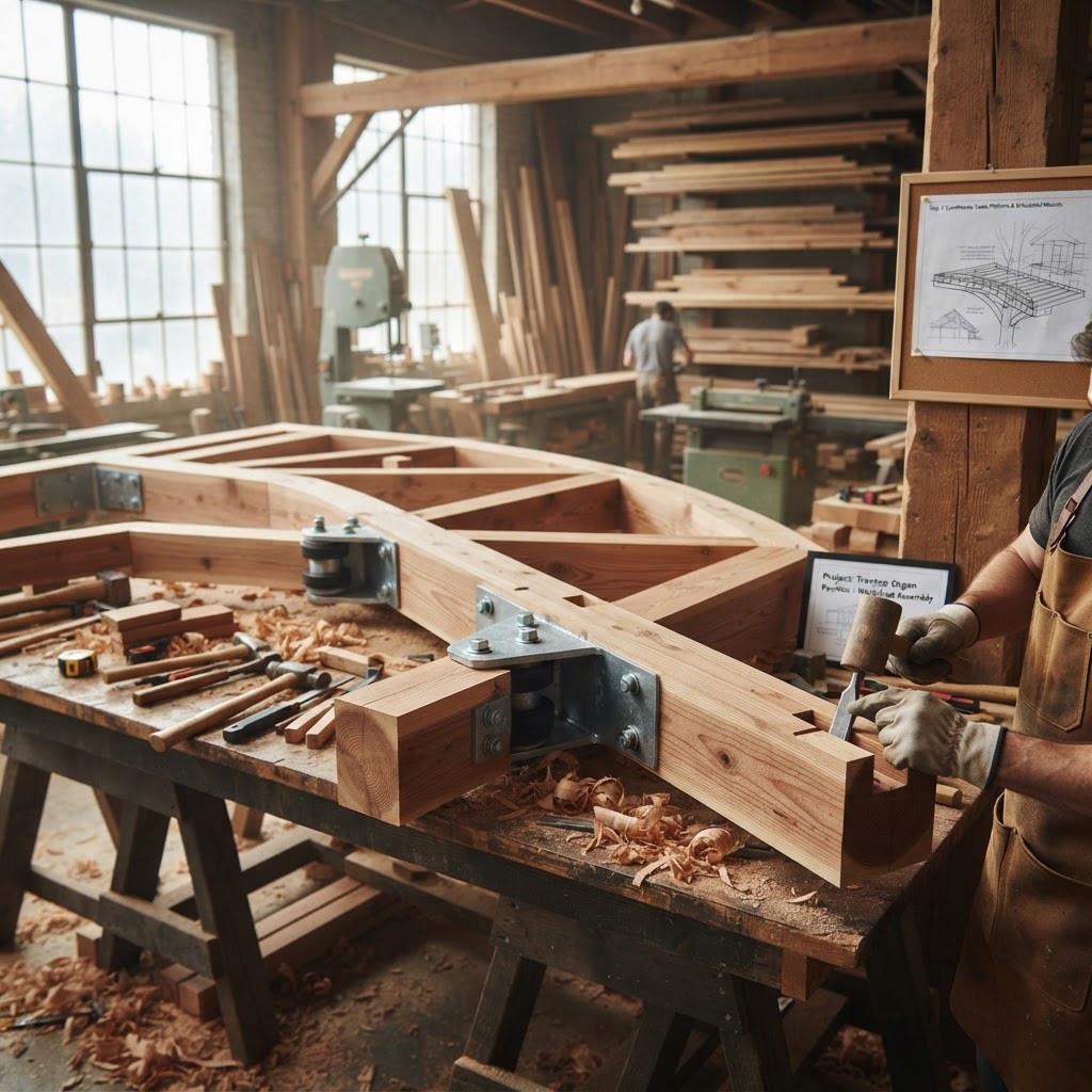 Bespoke Treetop Pneumatic Organ Wind-Pipe Pavilion — step 1