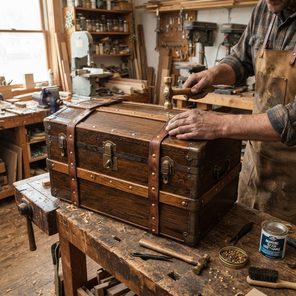 Vintage Transatlantic Steam Trunk Seed Chest — step 3